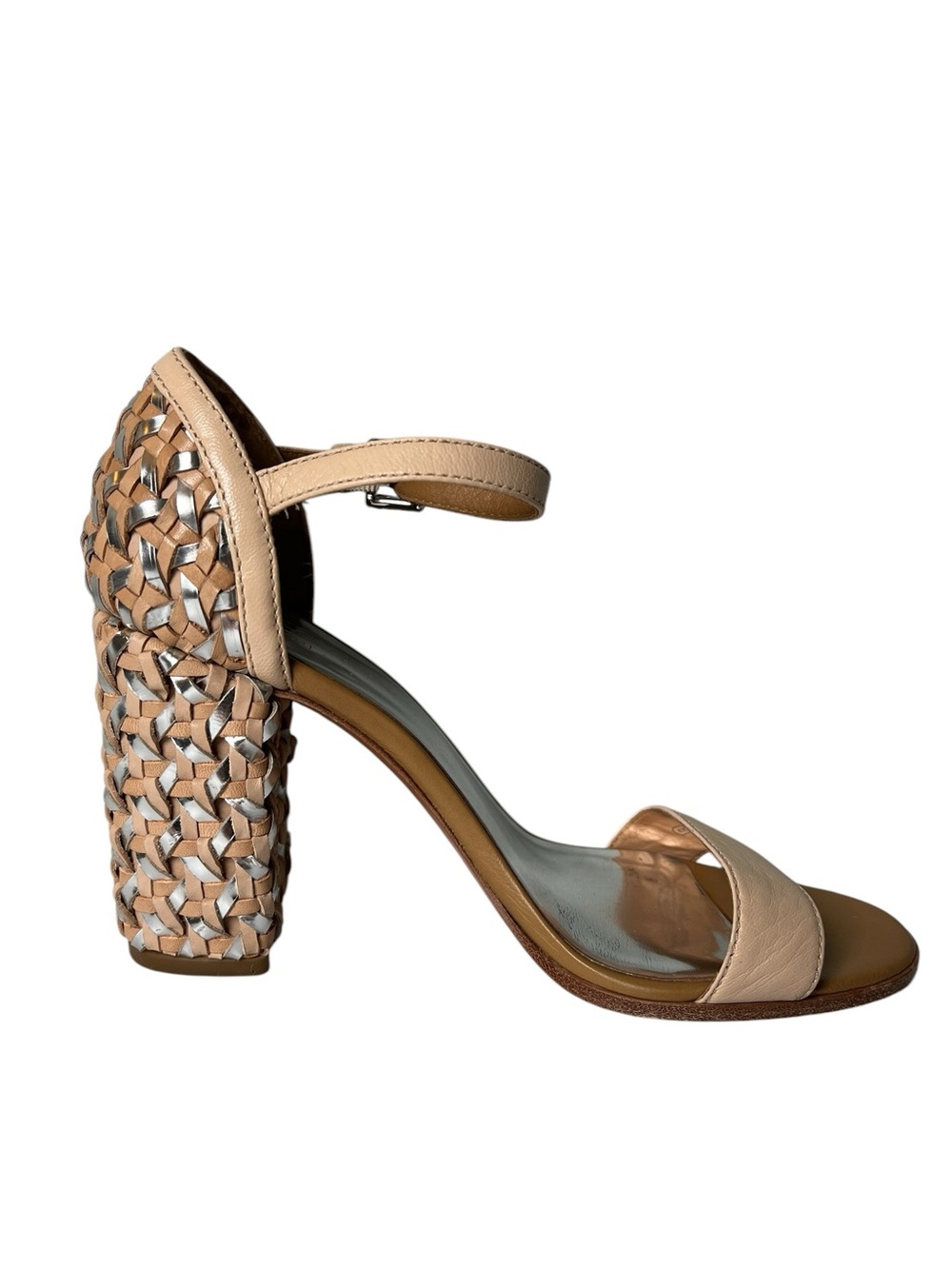 COACH TERRI Woven Leather High Heels Natural/Silver Size 8.5 - Picture 6 of 10